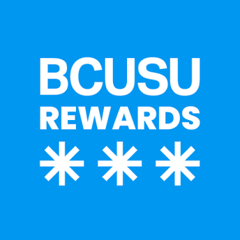 BCUSU Rewards with three BCUSU brand star shapes below