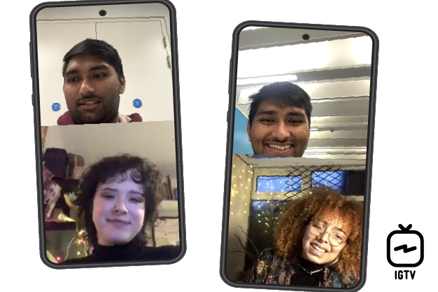 Amir on IGTV with students, on mobile phones