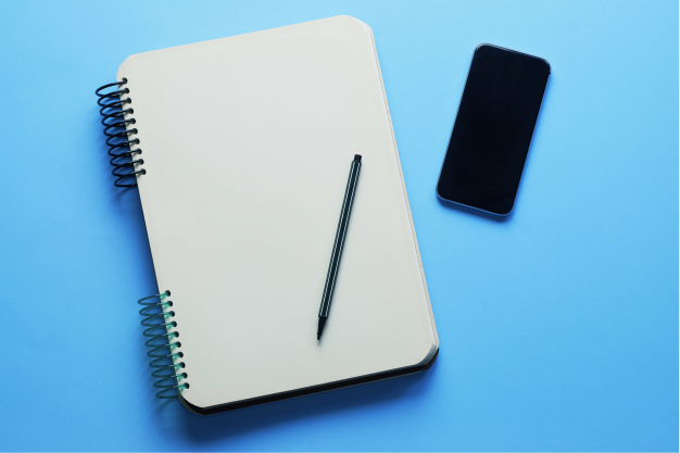 notebook and mobile phone