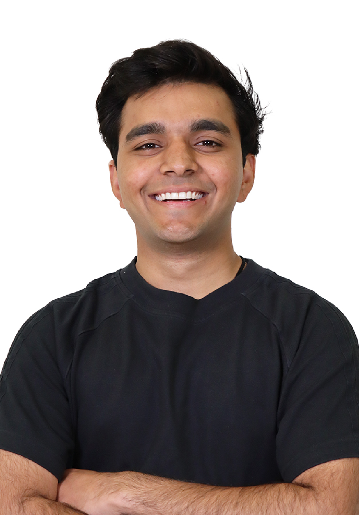 Wahid in a black top smiling