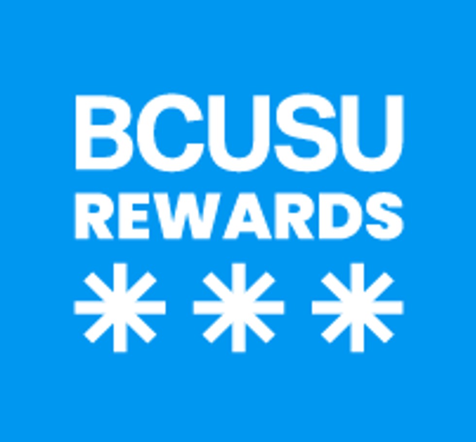 BCUSU Rewards with three BCUSU brand star shapes below