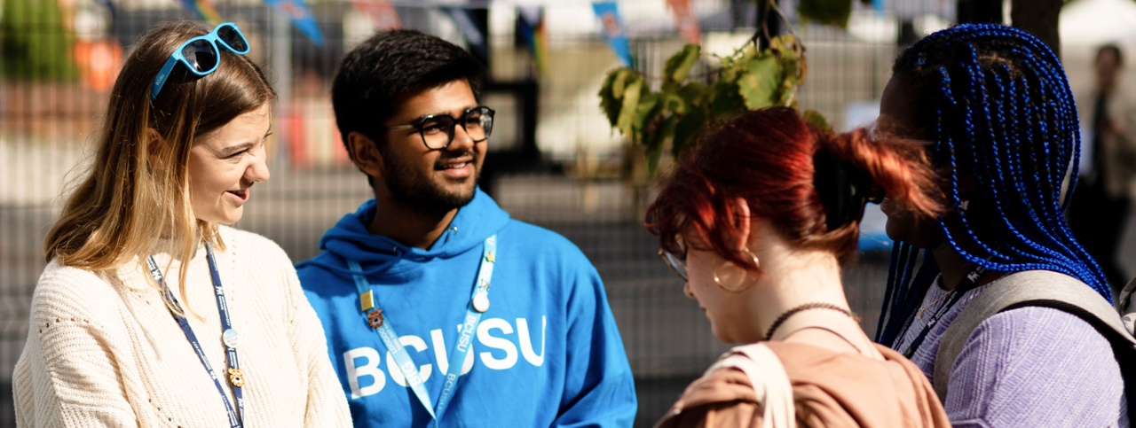 student reps talking to students